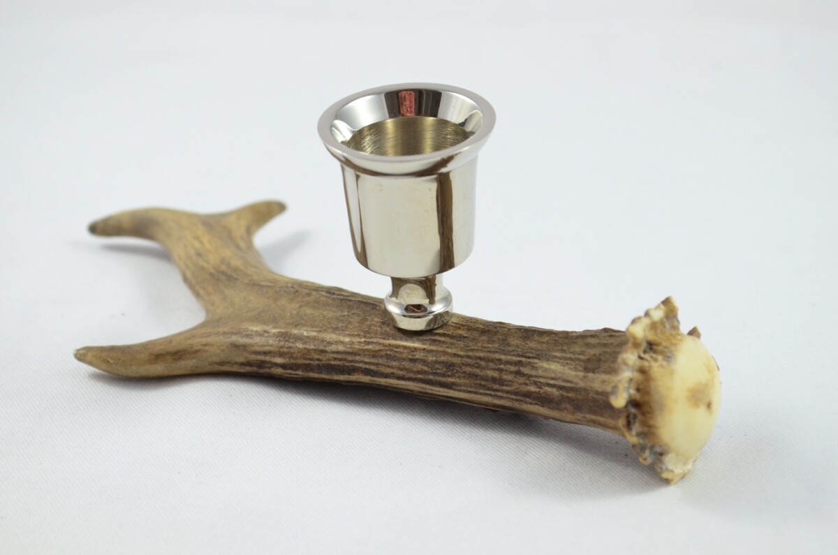 Elegant Roe Deer Stag Antler Horn & Chrome Plated Candelabra Single Candle Holder - Image 2