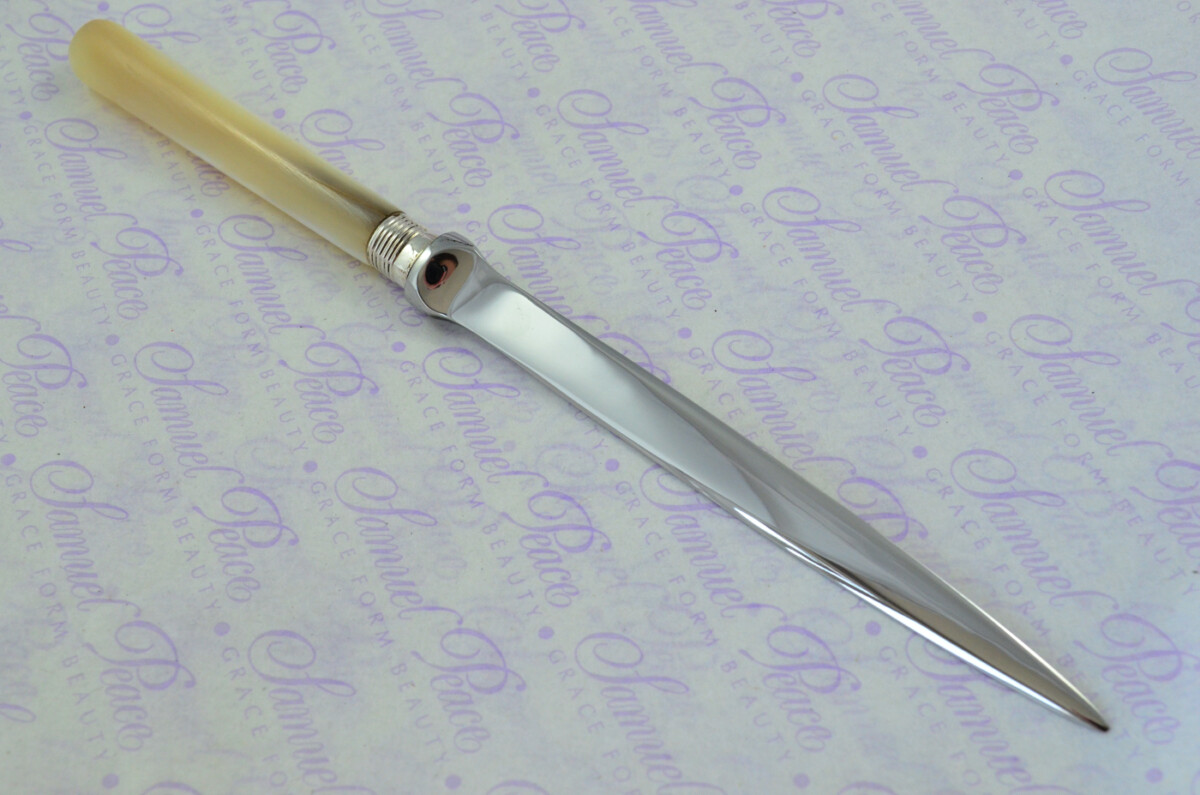 John Yates Solid Silver Bladed & Mother of Pearl Handled Letter Opener Sheffield 1917 Cased - Image 6