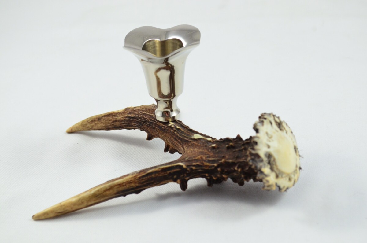 Pretty Roe Deer Stag Antler Horn & Chrome Plated Candelabra Single Candle Holder