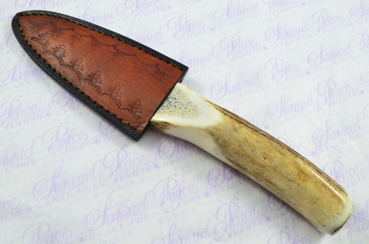 A Natural Genuine Heat Treated Damascus Steel Stag Horn Antler Handle Sgian Dubh Sheffield England - Image 9