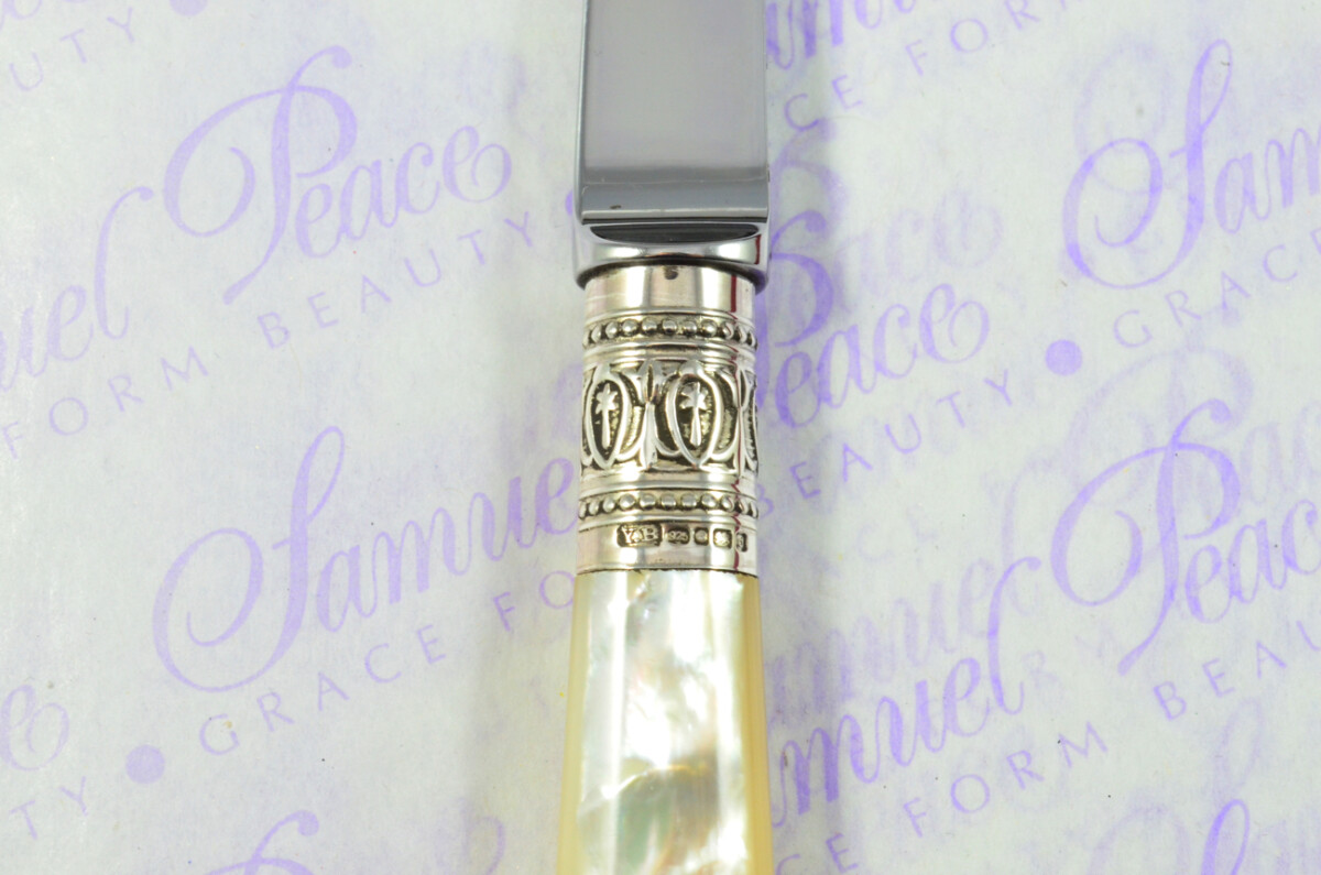 Astonishing Yates Brothers Solid Silver Capped & Ferruled & Mother of Pearl Handled Letter Opener 2003 Cased - Image 6