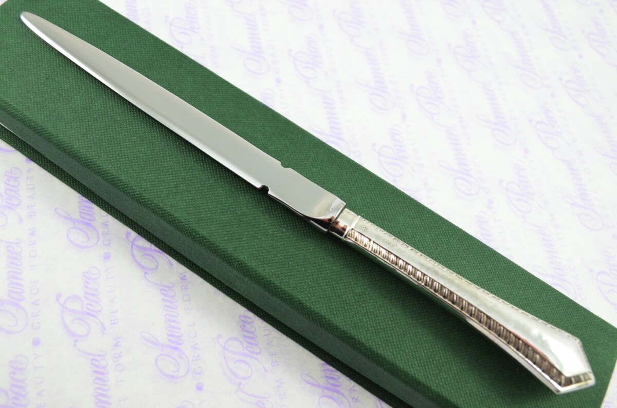 JD over WD Sheffield Sterling Silver Handled Letter Opener/Paper knife Feather Edge Pattern 1917