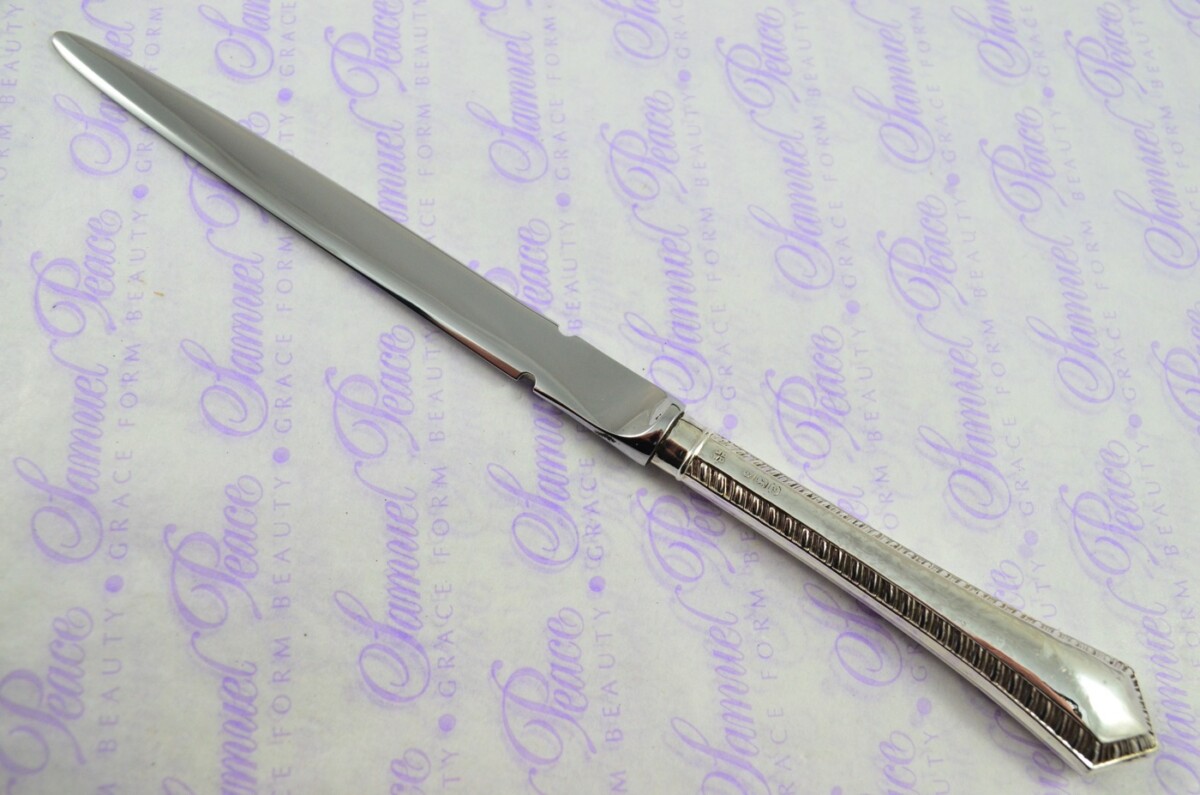 JD over WD Sheffield Sterling Silver Handled Letter Opener/Paper knife Feather Edge Pattern 1917 - Image 2