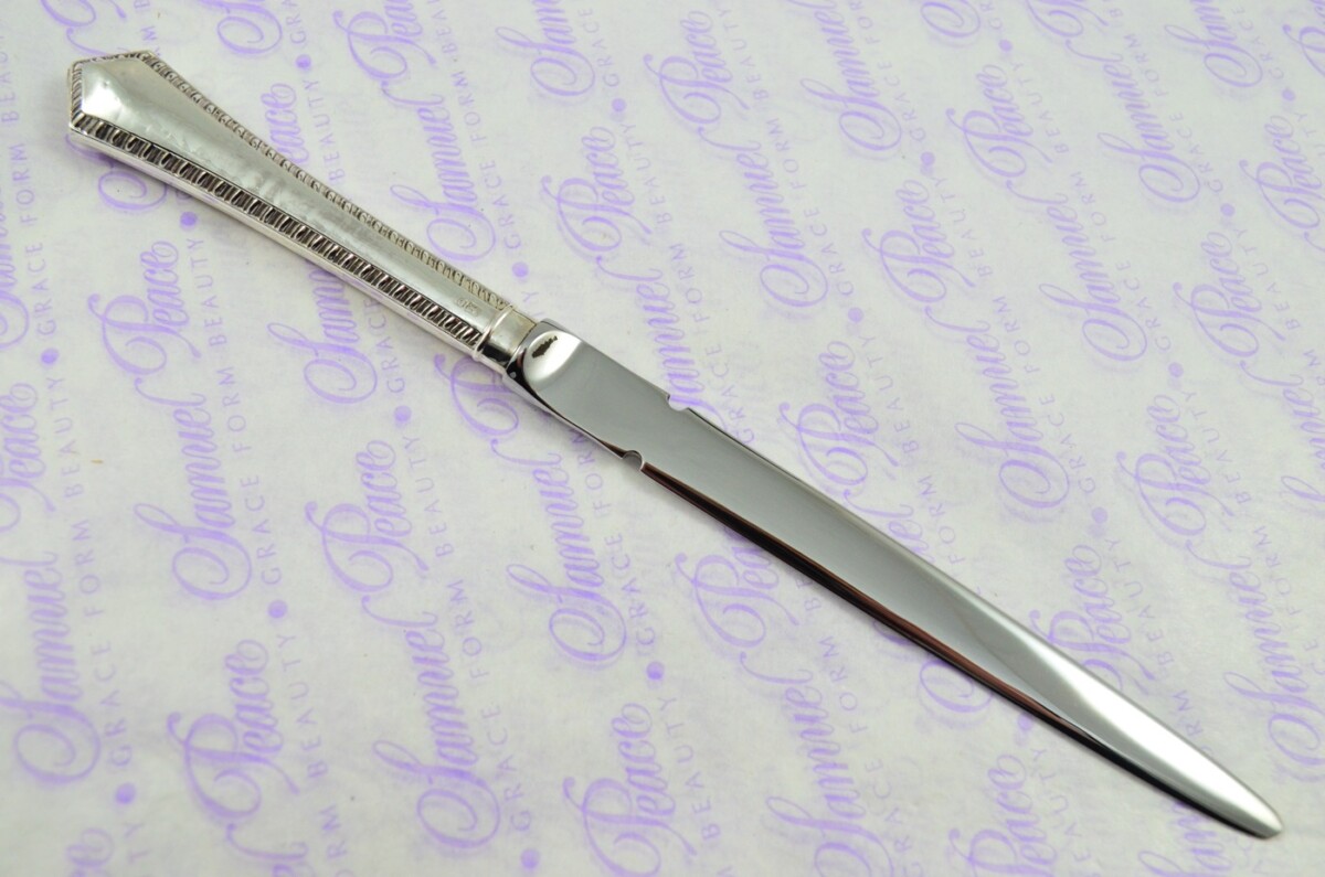 JD over WD Sheffield Sterling Silver Handled Letter Opener/Paper knife Feather Edge Pattern 1917 - Image 4