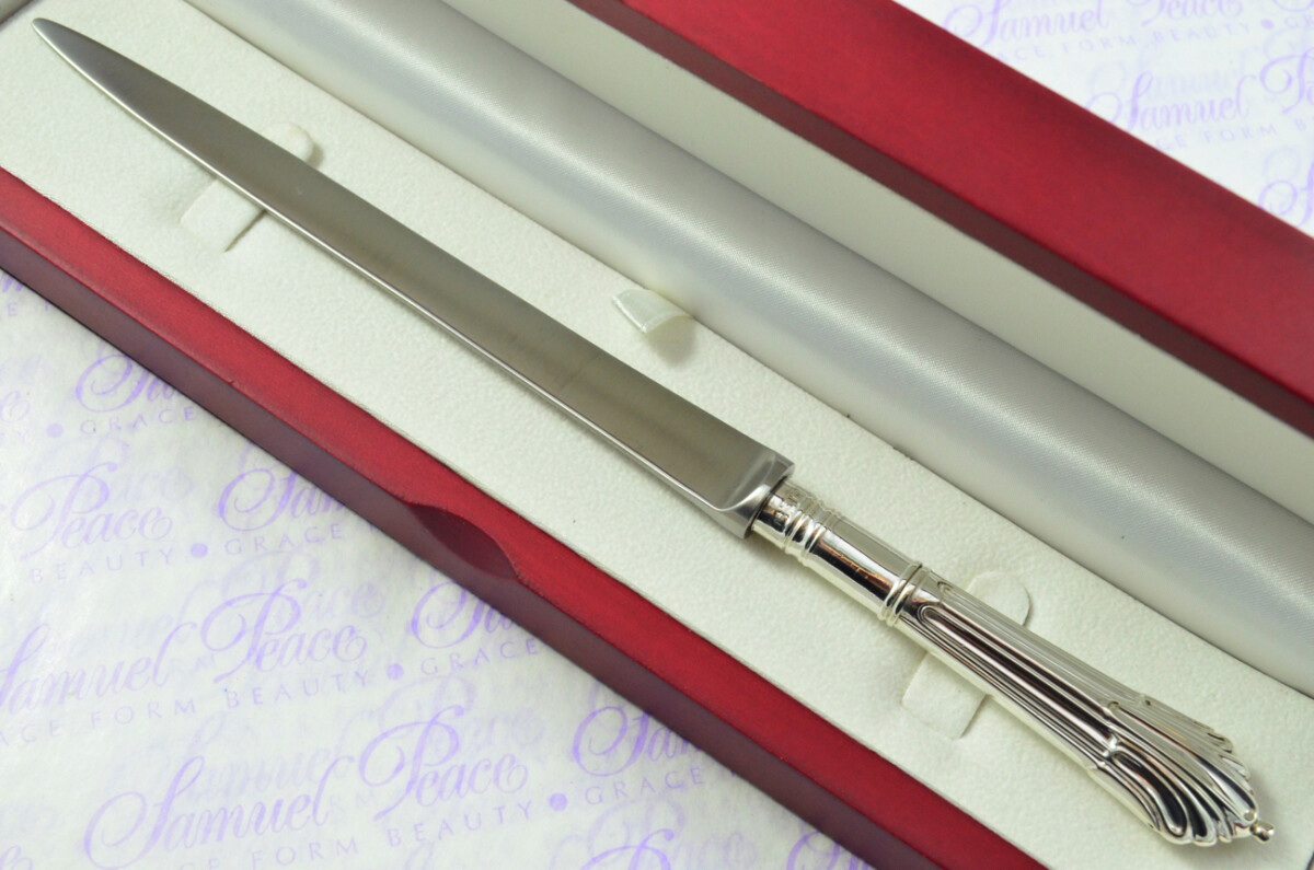 Harrison Brothers Sheffield Sterling Silver Handled Letter Opener Albany Pattern 1904 Cased - Image 2