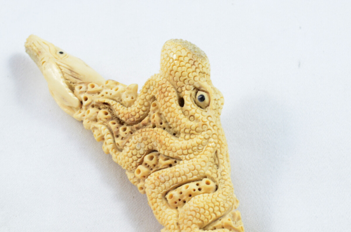 Octopus Carved Walking Stick Cane Top Handle Stag Antler Horn Made Sheffield England - Image 6