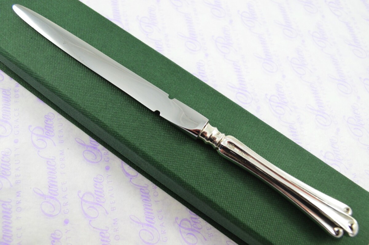 John Round Sheffield Sterling Silver Handled Letter Opener/Paper knife Fleur De Lys Pattern 1904