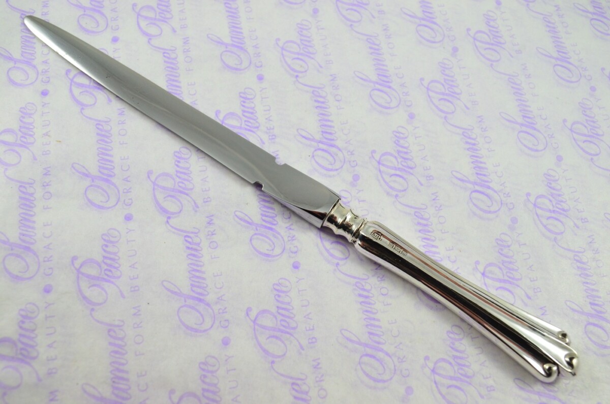 John Round Sheffield Sterling Silver Handled Letter Opener/Paper knife Fleur De Lys Pattern 1904 - Image 2