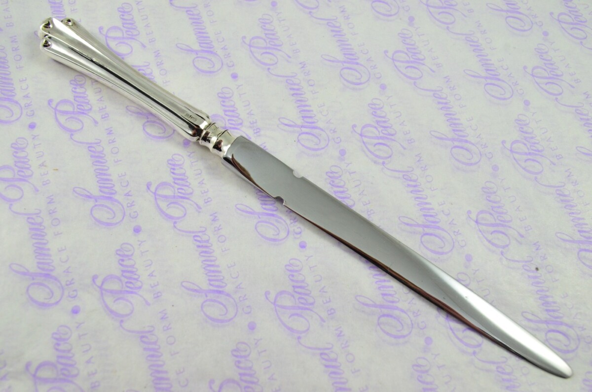 John Round Sheffield Sterling Silver Handled Letter Opener/Paper knife Fleur De Lys Pattern 1904 - Image 4