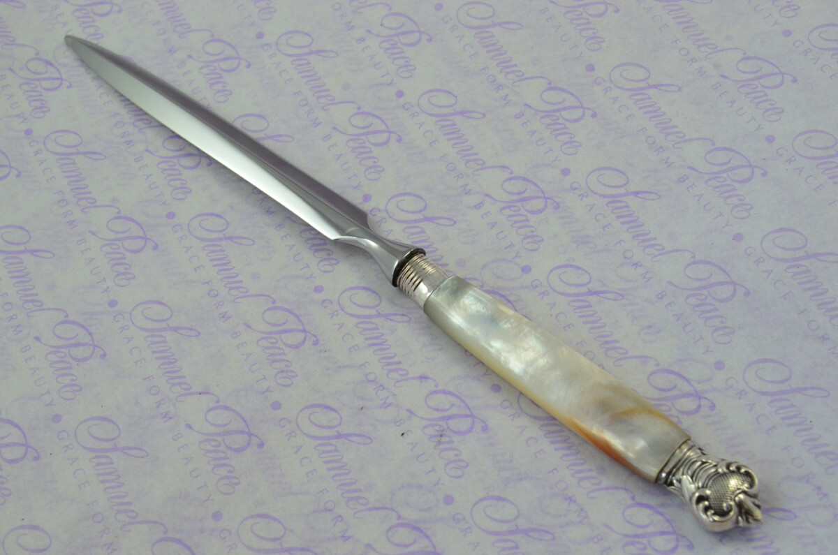 Cooper Brothers & Sons Carved Mother of Pearl Handled Letter Opener Sheffield 1905 Cased - Image 2
