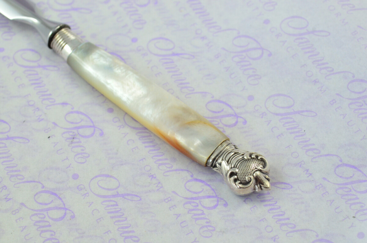 Cooper Brothers & Sons Carved Mother of Pearl Handled Letter Opener Sheffield 1905 Cased - Image 3