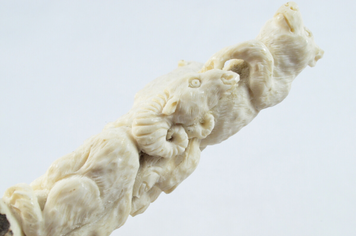 Bears Carved Walking Stick Cane Top Handle Stag Antler Horn Made Sheffield England - Image 6