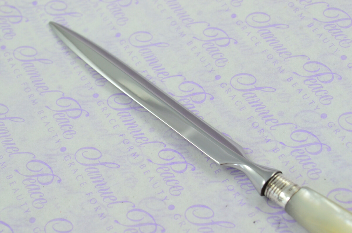 Cooper Brothers & Sons Carved Mother of Pearl Handled Letter Opener Sheffield 1905 Cased - Image 5