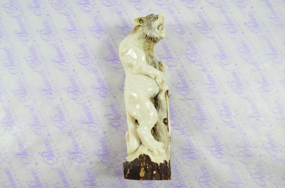 Fantastic Hand Carved Lion Walking Stick Cane Top Handle Stag Antler Horn Made Sheffield England
