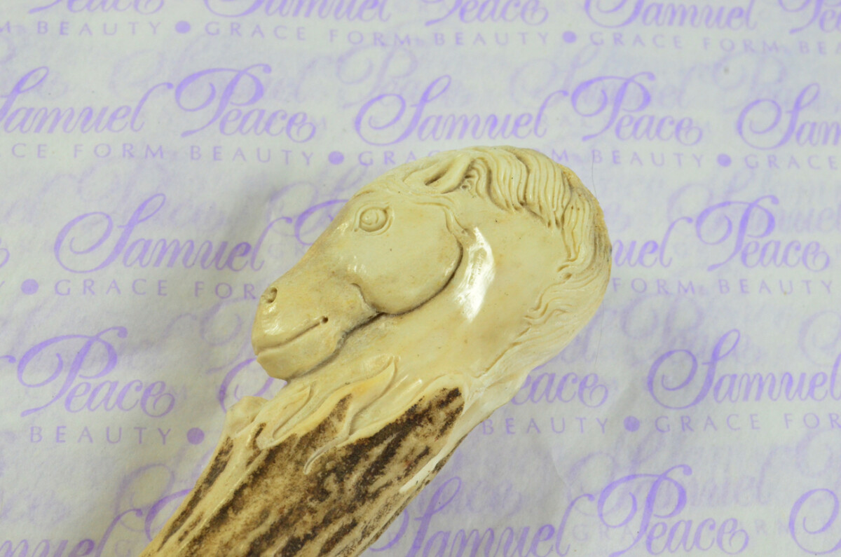 Fantastic Hand Carved Horse Stag Antler Horn Handle Magnifying Glass Silver Ferrule 1909 Made Sheffield England - Image 3