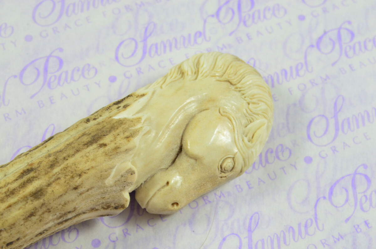Fantastic Hand Carved Horse Stag Antler Horn Handle Magnifying Glass Silver Ferrule 1909 Made Sheffield England - Image 4