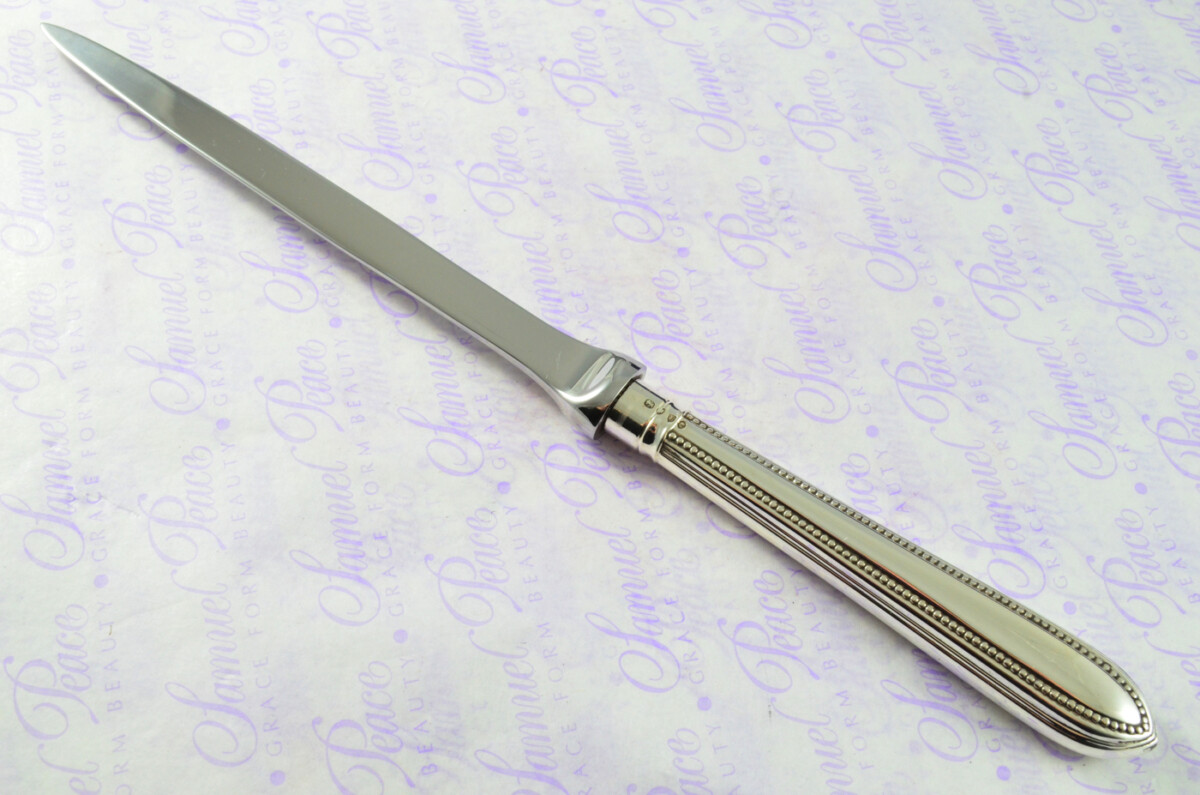 Pointed Bead Pattern Holland, Son & Slater London Sterling Silver Handled Letter Opener 1886 Cased - Image 3