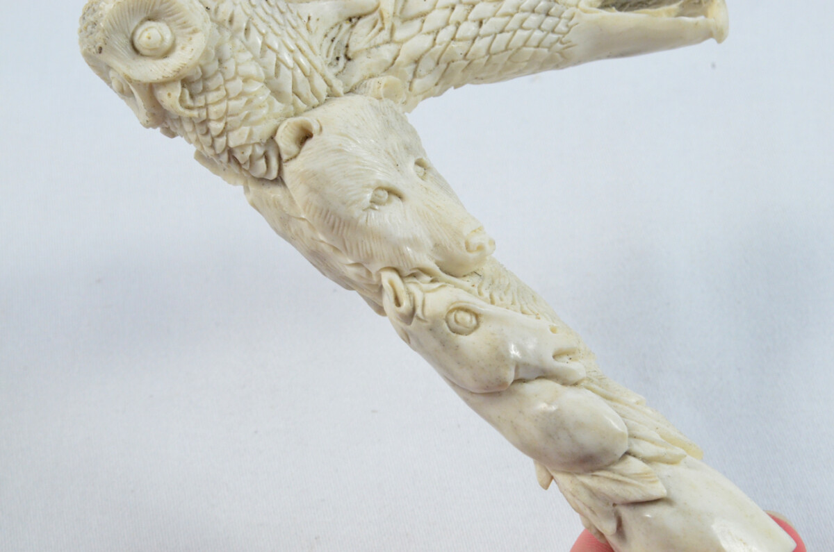 American Eagle Carved Walking Stick Cane Top Handle Stag Antler Horn Made Sheffield England - Image 8