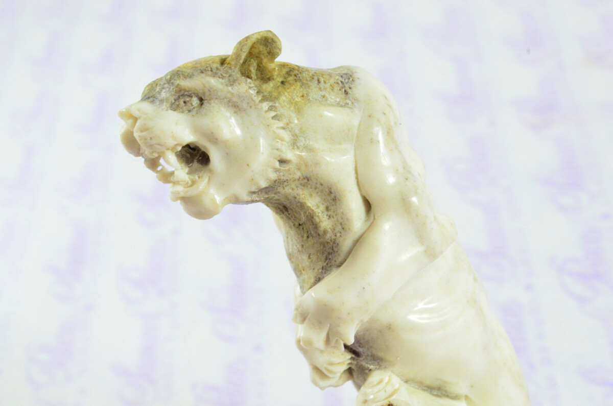 Fantastic Hand Carved Lion Walking Stick Cane Top Handle Stag Antler Horn Made Sheffield England - Image 6