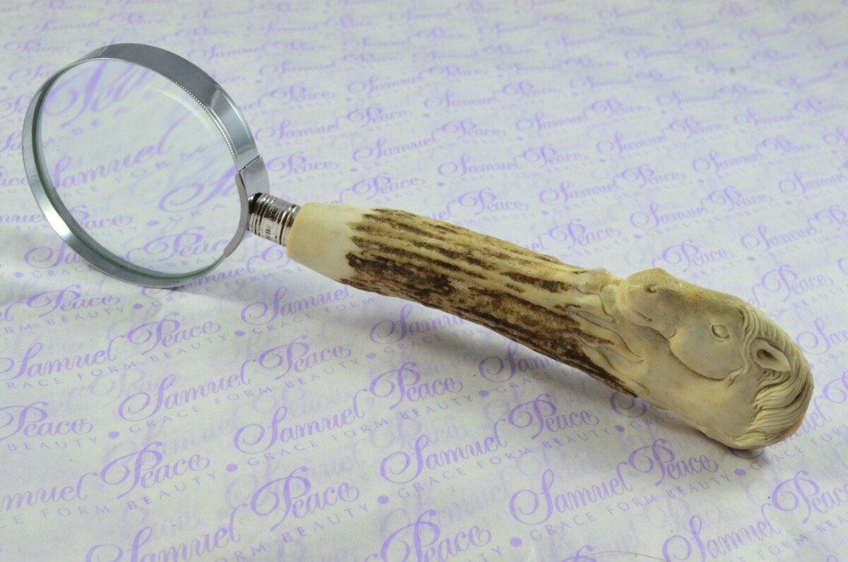 Fantastic Hand Carved Horse Stag Antler Horn Handle Magnifying Glass Silver Ferrule 1909 Made Sheffield England - Image 8