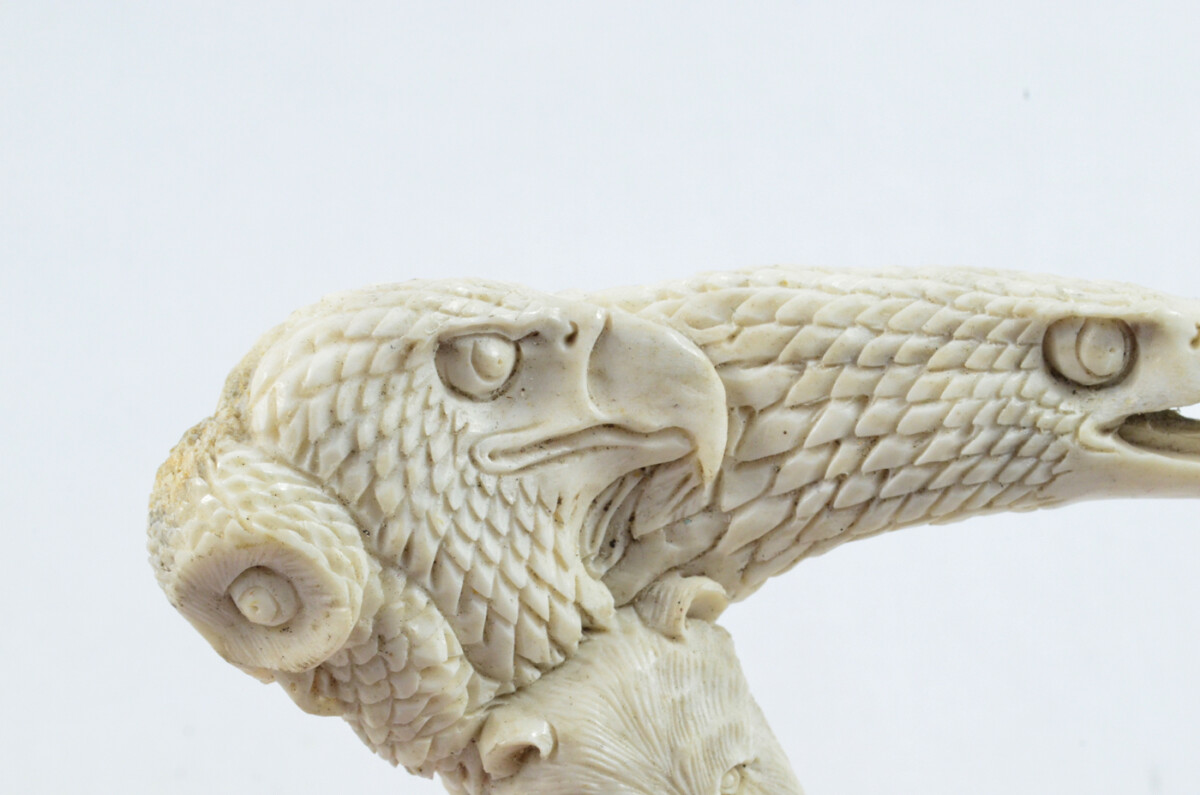 American Eagle Carved Walking Stick Cane Top Handle Stag Antler Horn Made Sheffield England - Image 4