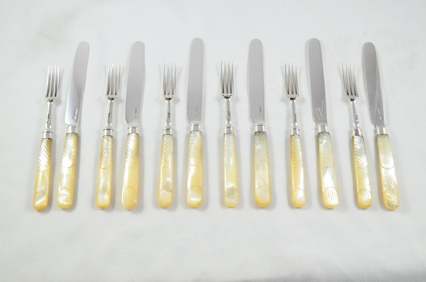 Beautiful Set of 6 Knives & 6 Forks with Mother Of Pearl Handles 1816