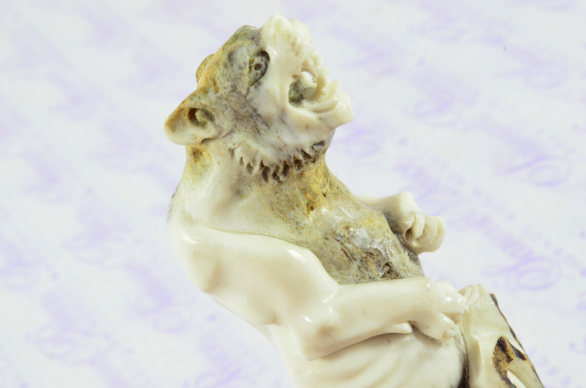 Fantastic Hand Carved Lion Walking Stick Cane Top Handle Stag Antler Horn Made Sheffield England - Image 5