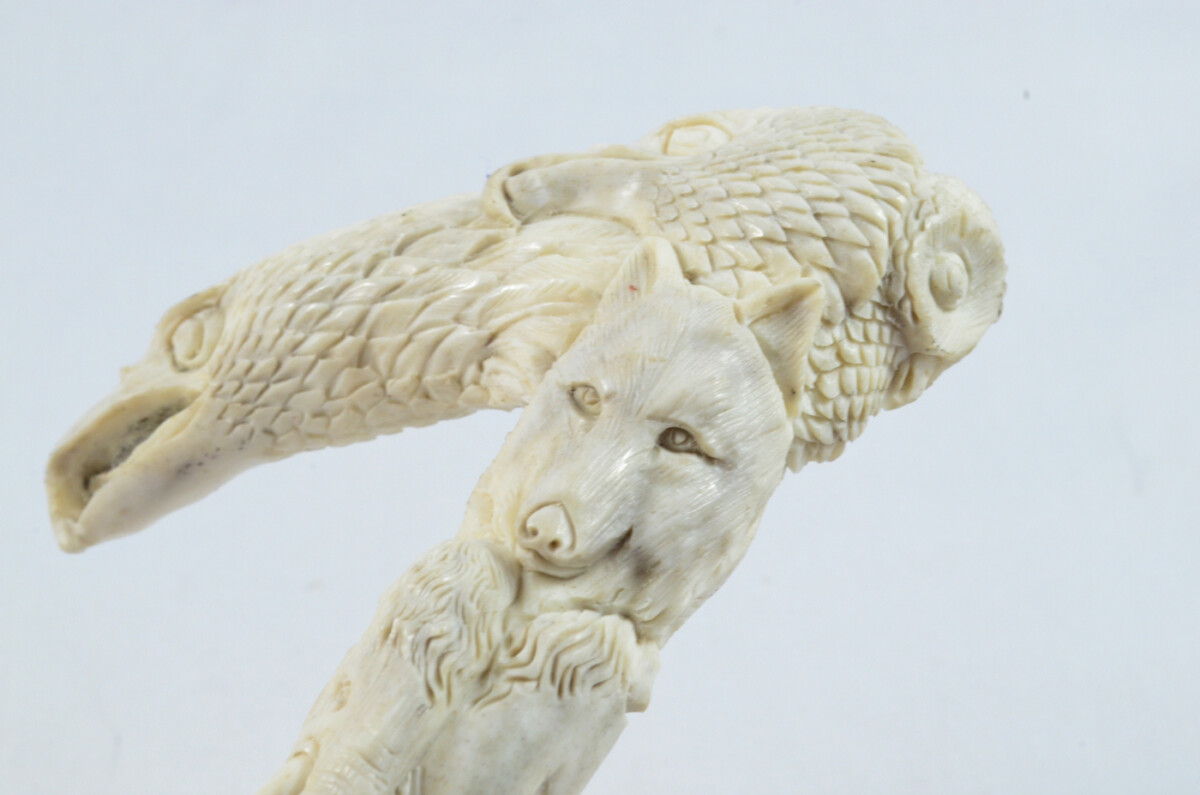 American Eagle Carved Walking Stick Cane Top Handle Stag Antler Horn Made Sheffield England - Image 6