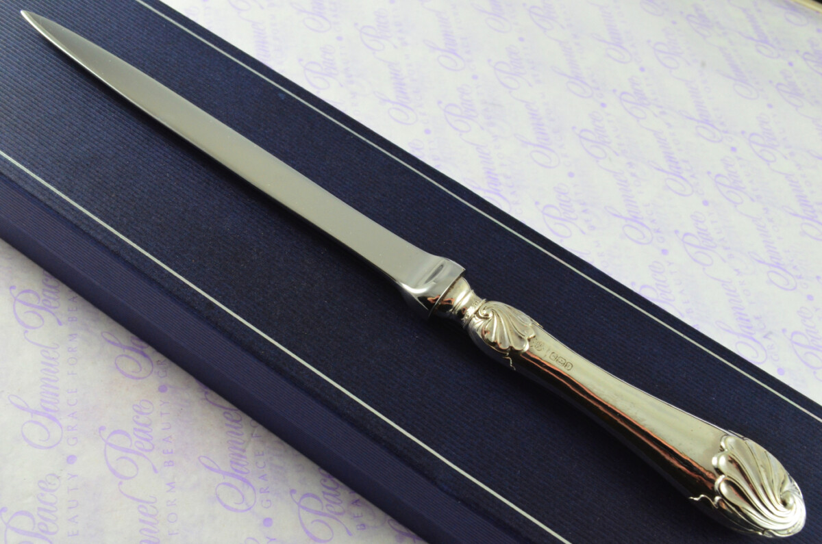 Ornate Shell Pattern James Deakin Sheffield Sterling Silver Handled Letter Opener 1902 Cased