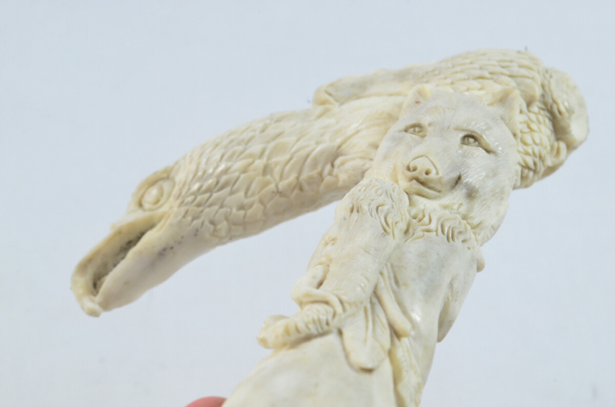 American Eagle Carved Walking Stick Cane Top Handle Stag Antler Horn Made Sheffield England - Image 2