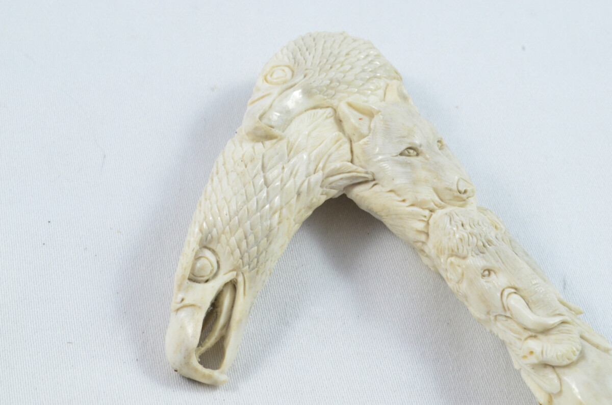 American Eagle Carved Walking Stick Cane Top Handle Stag Antler Horn Made Sheffield England