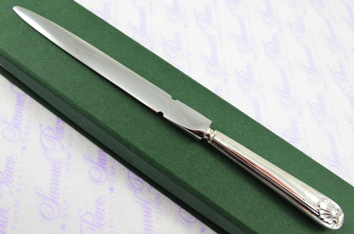 John Biggin Sheffield Sterling Silver Handled Letter Opener/Paper knife Thread & Shell Pattern 1929