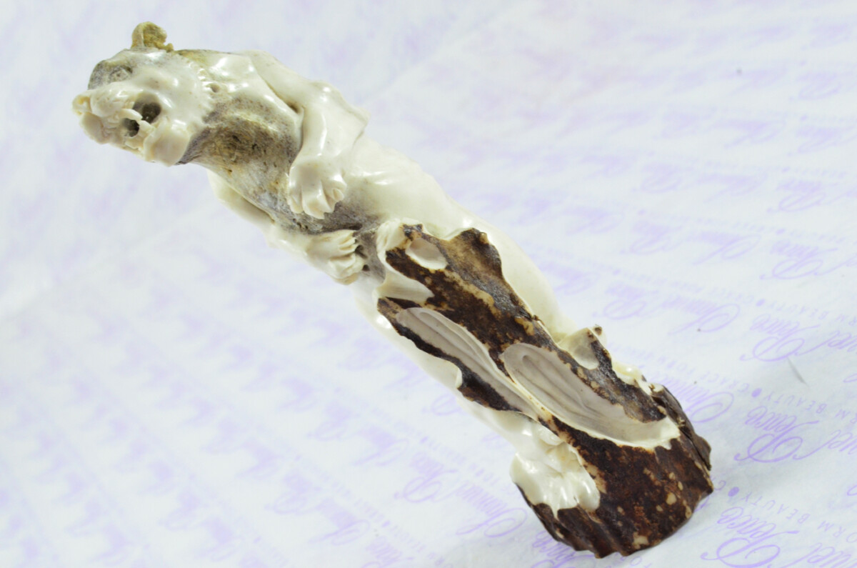 Fantastic Hand Carved Lion Walking Stick Cane Top Handle Stag Antler Horn Made Sheffield England - Image 10