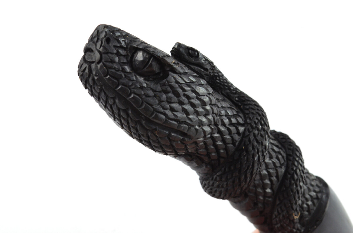 Snake Carved Walking Stick Cane Top Handle Water Buffalo Horn Horn Made Sheffield England