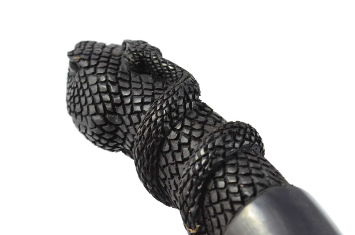 Snake Carved Walking Stick Cane Top Handle Water Buffalo Horn Horn Made Sheffield England - Image 2