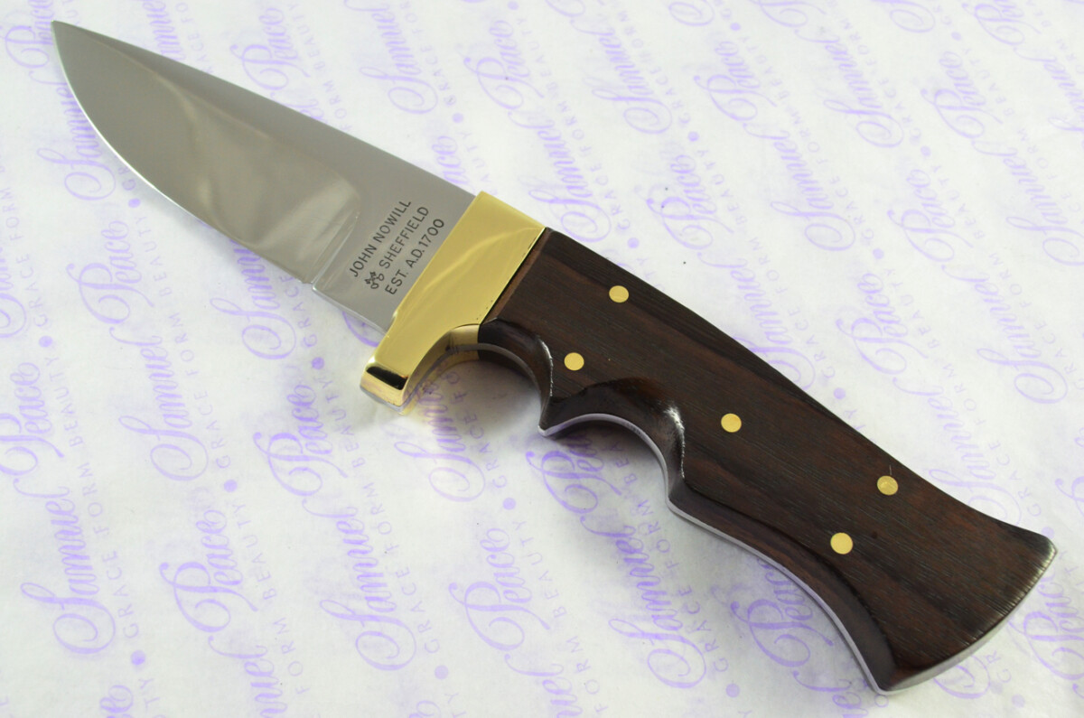 Sheffield Made Stainless Steel Blade Brass Bolster Rosewood Handled Skinning Knife 4" - Image 2