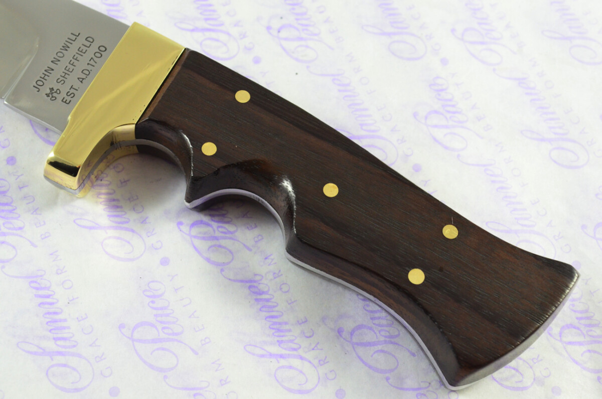 Sheffield Made Stainless Steel Blade Brass Bolster Rosewood Handled Skinning Knife 4" - Image 3