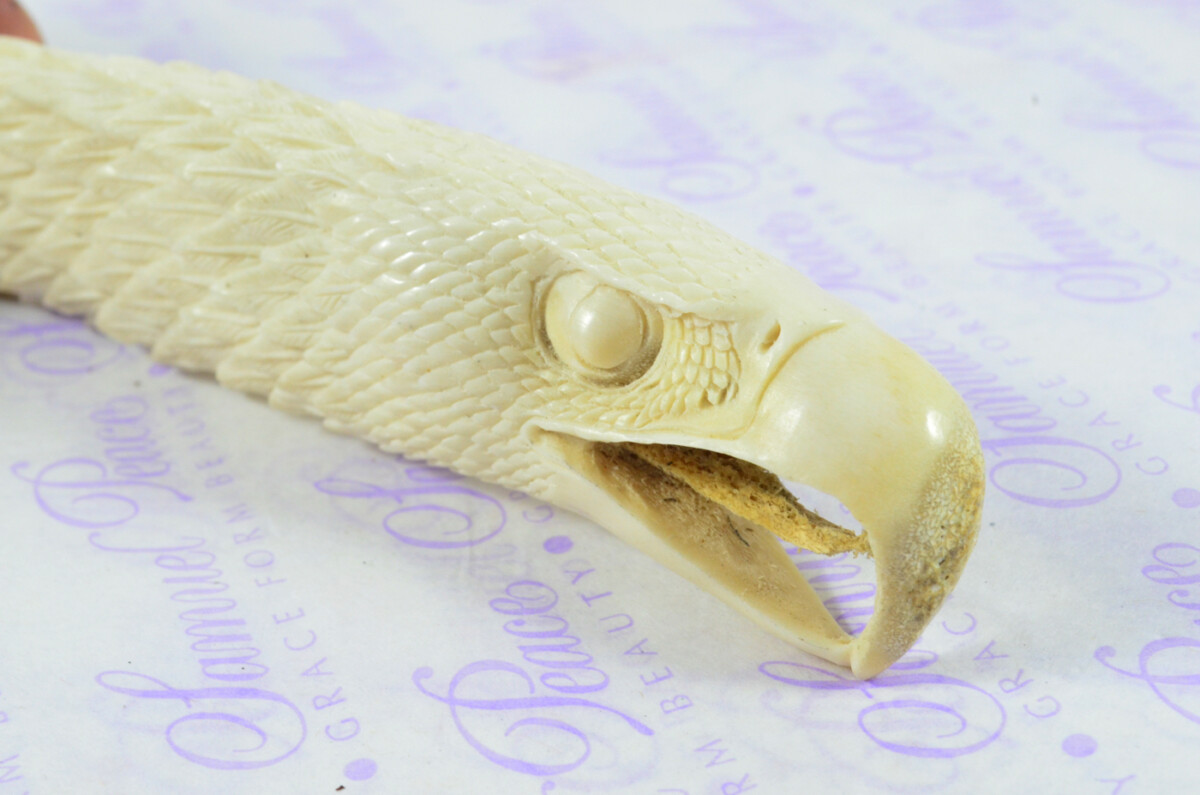 Fantastic Hand Carved Eagle Walking Stick Cane Top Handle Stag Antler Horn Made Sheffield England - Image 3