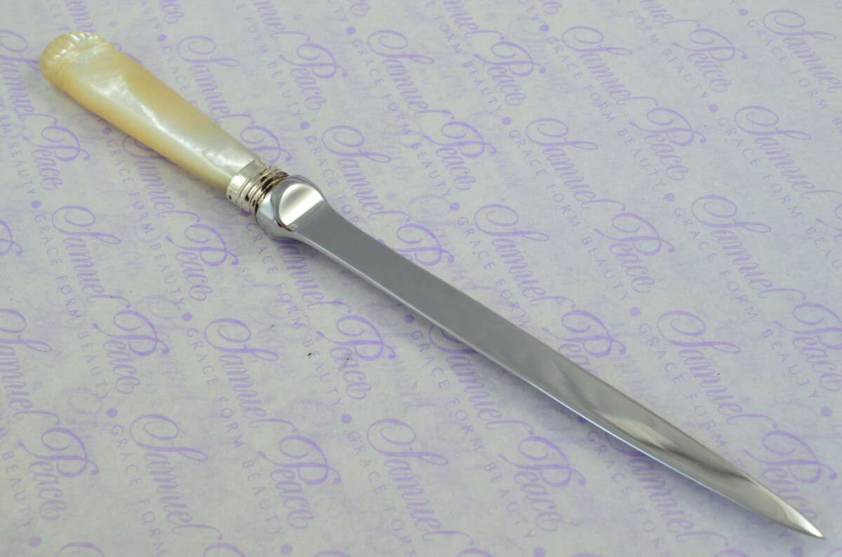 William Hutton & Sons Carved Mother of Pearl Handled Letter Opener Sheffield 1928 Cased - Image 6