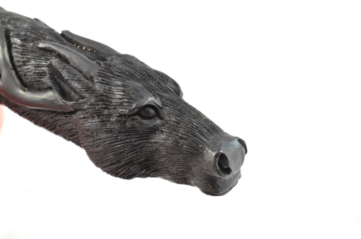 Stag Carved Walking Stick Cane Top Handle Water Buffalo Horn Horn Made Sheffield England - Image 4