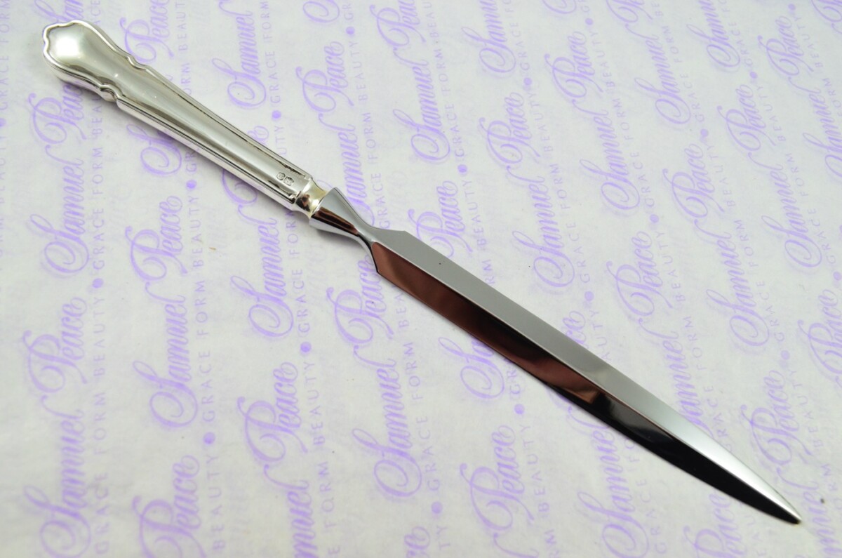 Elkinton & Co Sheffield Sterling Silver Handled Letter Opener/Paper knife Dubarry Pattern 1965 - Image 4