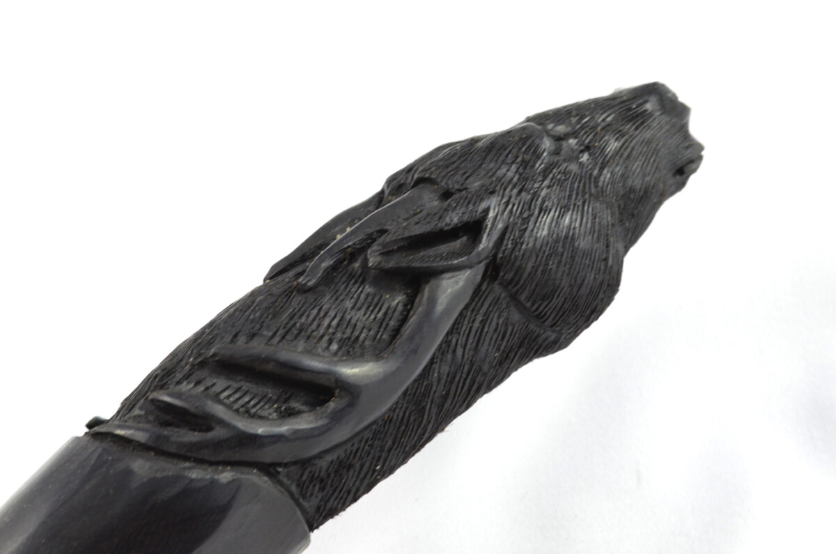 Stag Carved Walking Stick Cane Top Handle Water Buffalo Horn Horn Made Sheffield England - Image 3