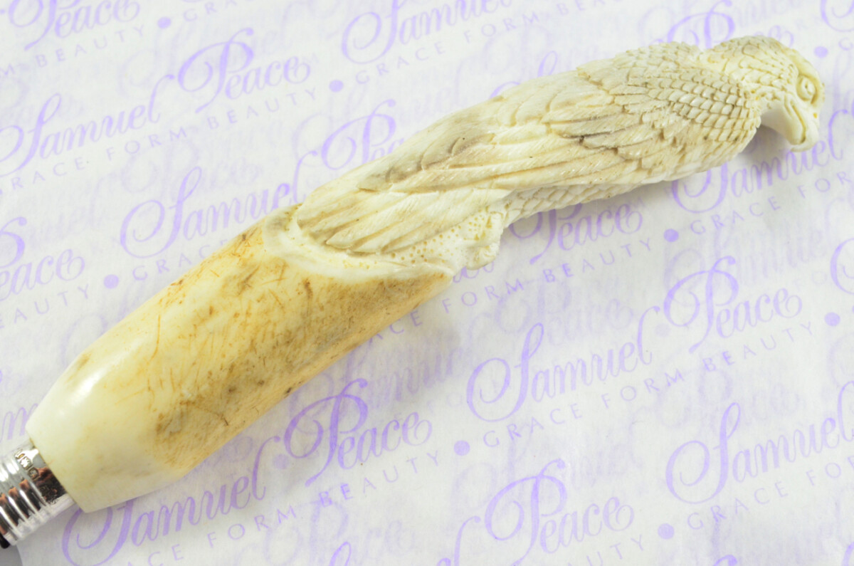 Fantastic Hand Carved Falcon Stag Antler Horn Handle Magnifying Glass Silver Ferrule 1909 Made Sheffield England - Image 4