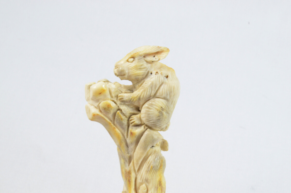 Rabbit Carved Walking Stick Cane Top Handle Stag Antler Horn Made Sheffield England
