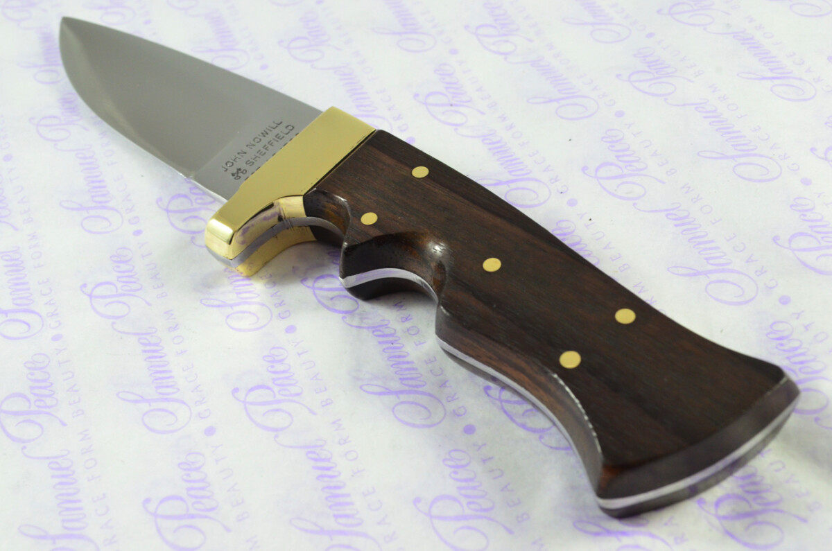 Sheffield Made Stainless Steel Blade Brass Bolster Rosewood Handled Skinning Knife 4" - Image 9