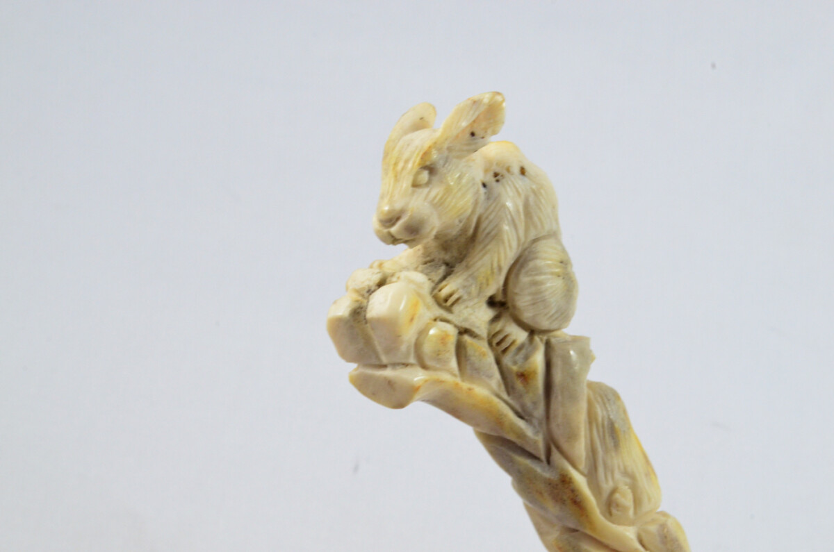 Rabbit Carved Walking Stick Cane Top Handle Stag Antler Horn Made Sheffield England - Image 5