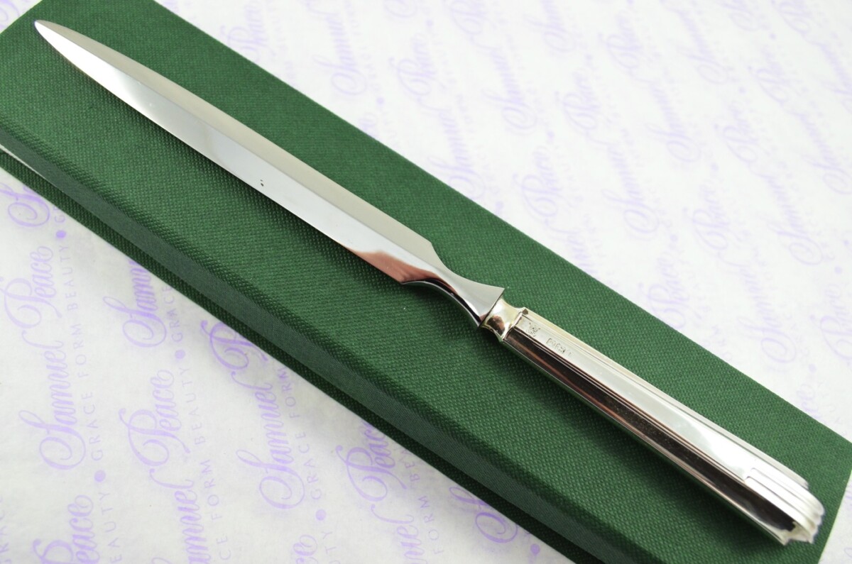 Thomas Bradbury & Sons Sheffield Sterling Silver Handled Letter Opener/Paper knife Art Deco Pattern 1918