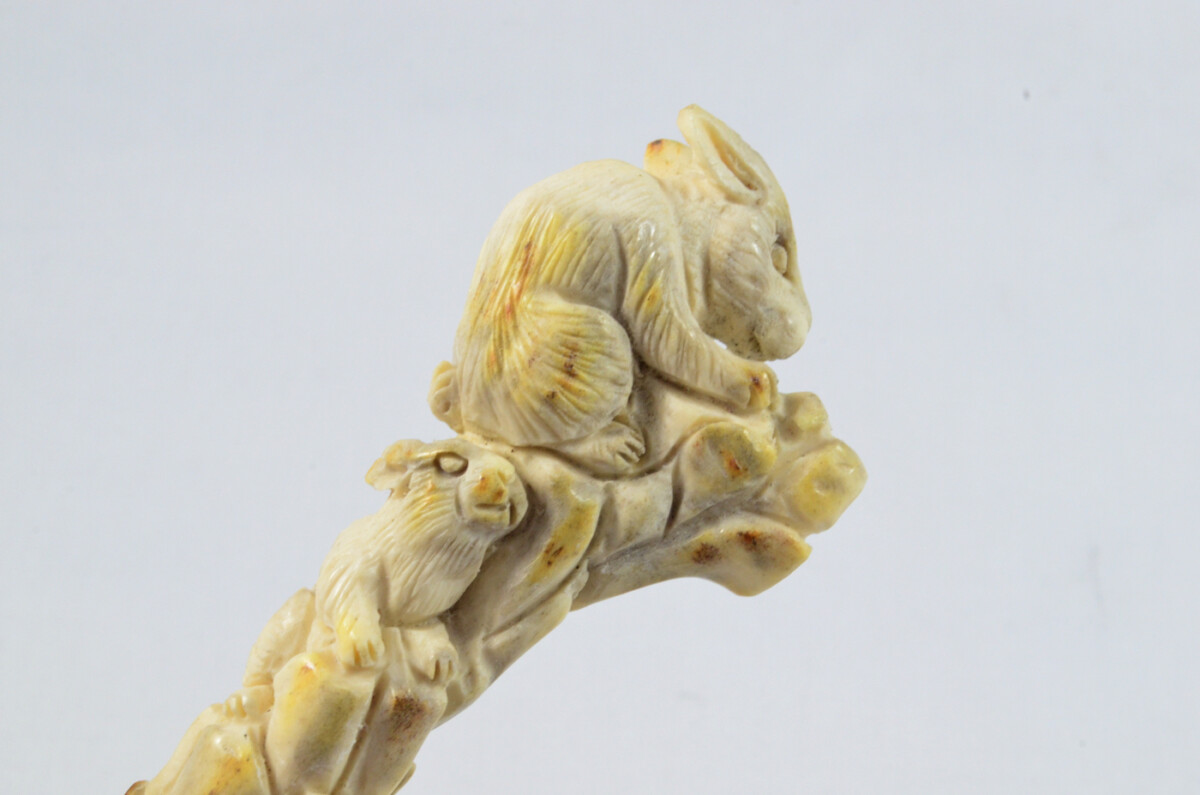 Rabbit Carved Walking Stick Cane Top Handle Stag Antler Horn Made Sheffield England - Image 6