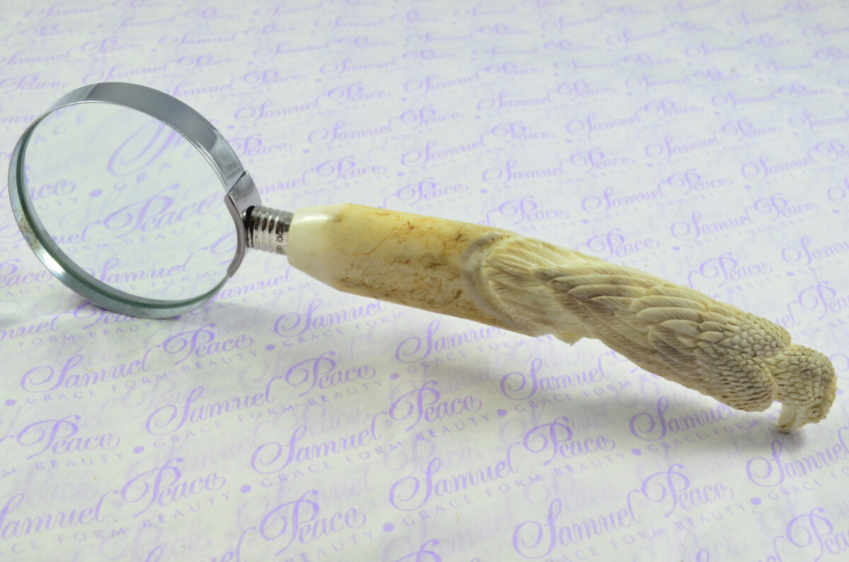 Fantastic Hand Carved Falcon Stag Antler Horn Handle Magnifying Glass Silver Ferrule 1909 Made Sheffield England - Image 8
