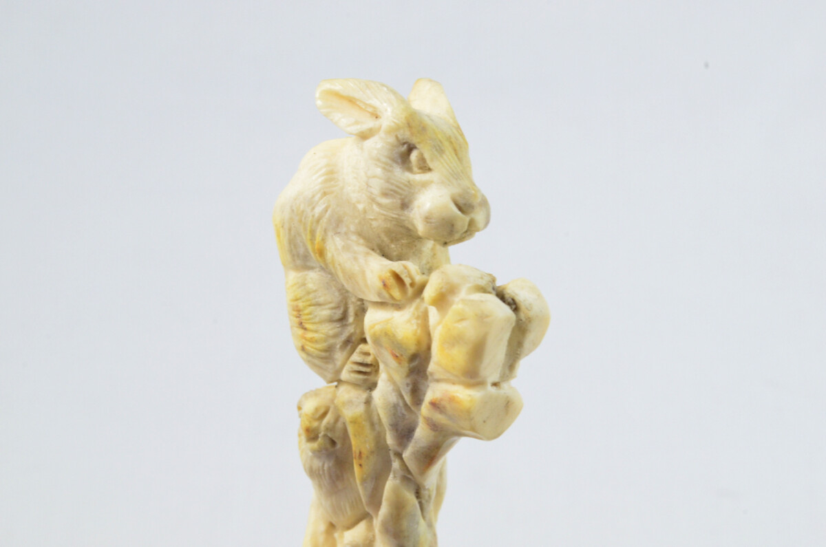 Rabbit Carved Walking Stick Cane Top Handle Stag Antler Horn Made Sheffield England - Image 3